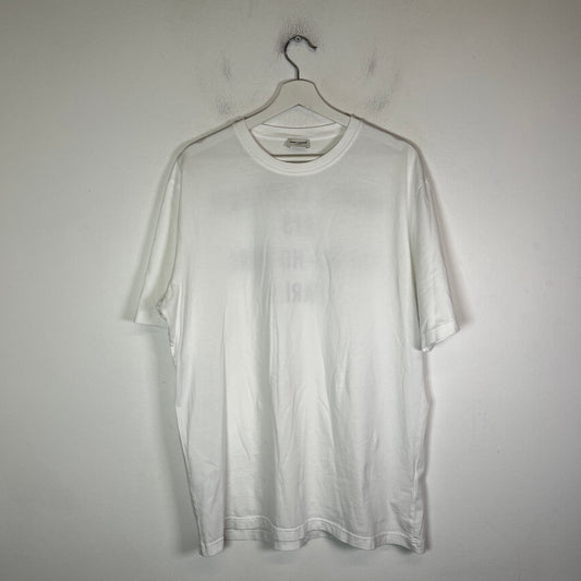 Saint Laurent Paris White Address Logo T-Shirt Size L