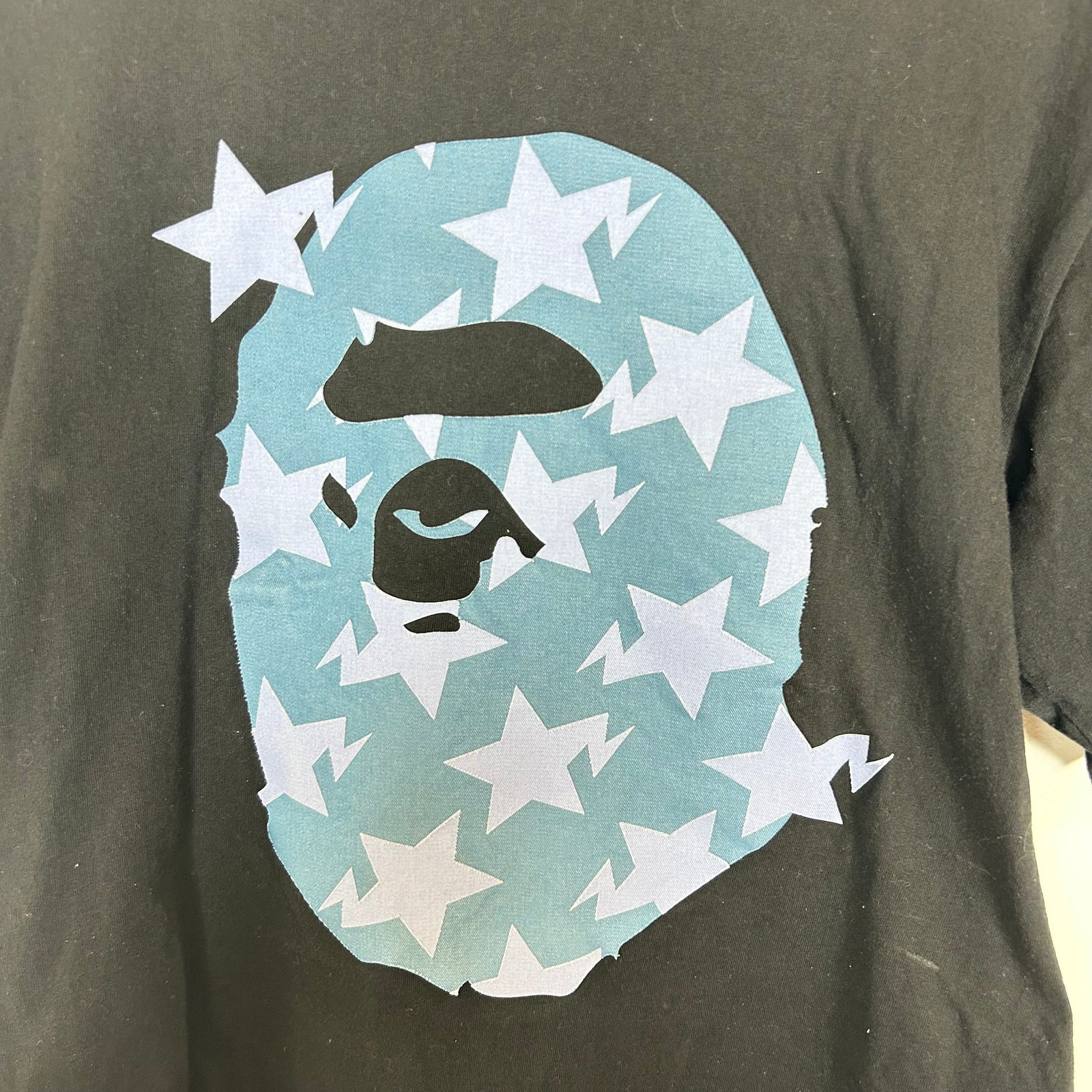 Bape Black STA Denim Pattern T-Shirt Size XL