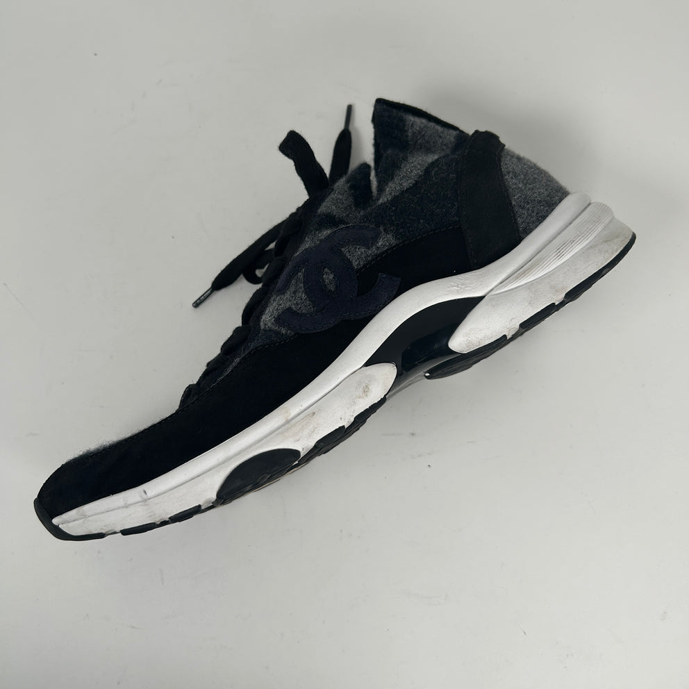 Chanel Dark Grey Knit Sock Runner Size 44