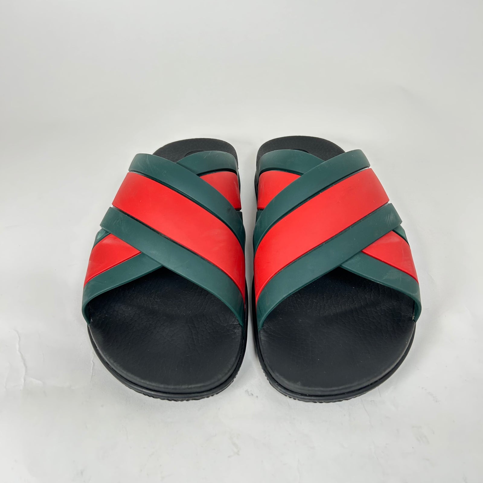Gucci Black Web Rubber Sandals Size GG 8