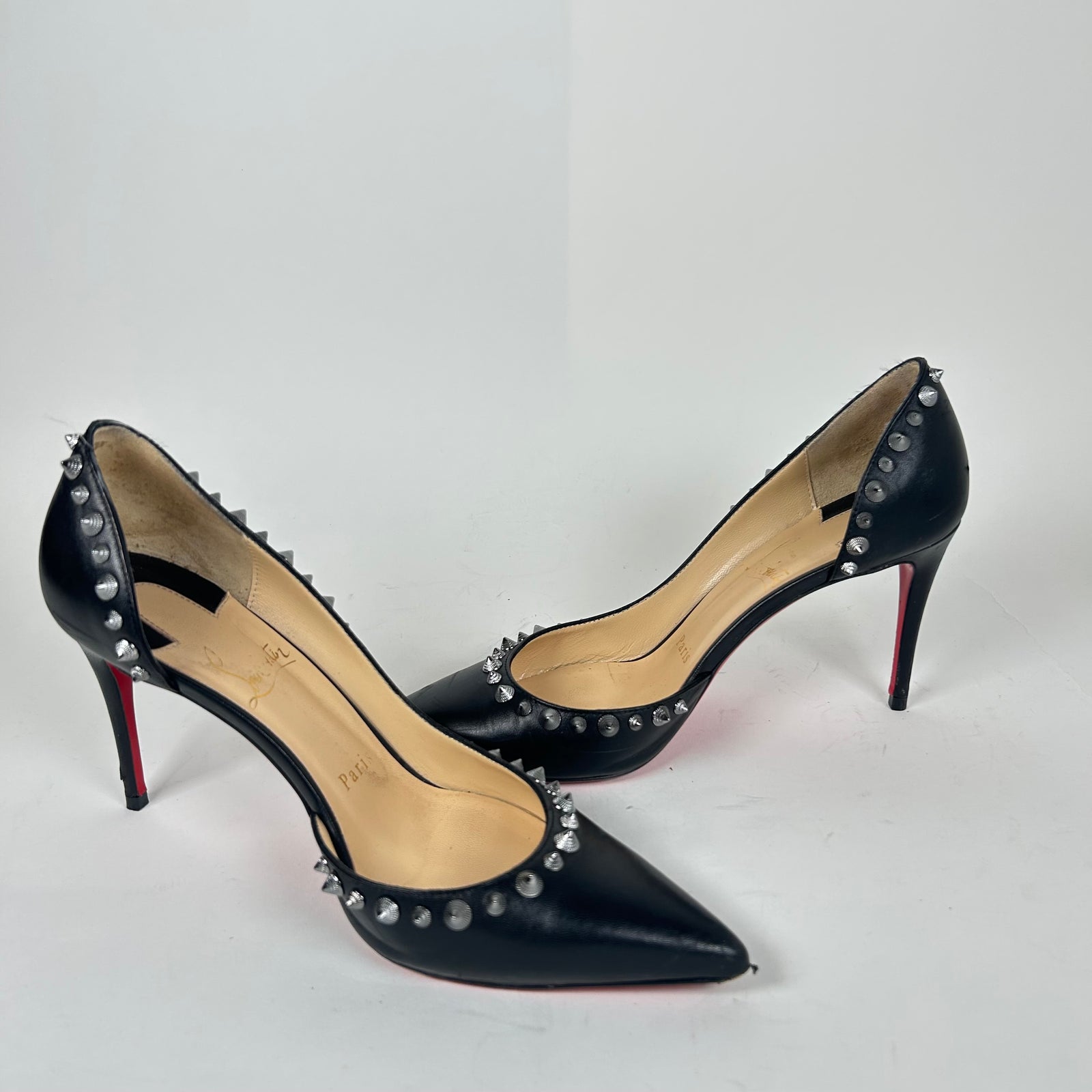 Christian Louboutin Black Spiked Heels Size 36.5