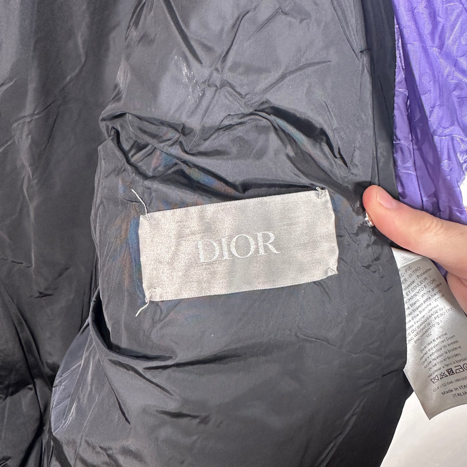 Dior Oblique Purple Puffer Jacket Size 54