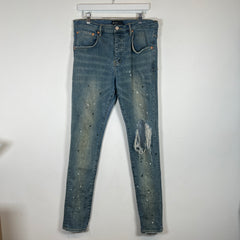Purple Lightwash Paint Splatter Jeans Size 34