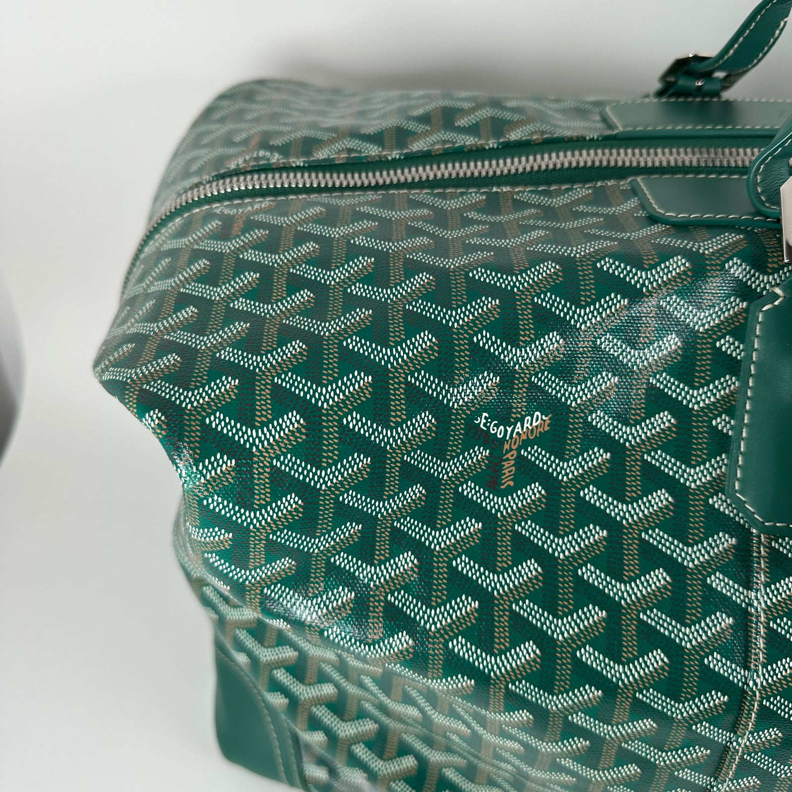 Goyard Goyardine Green Boeing 55 Travel Duffle Bag
