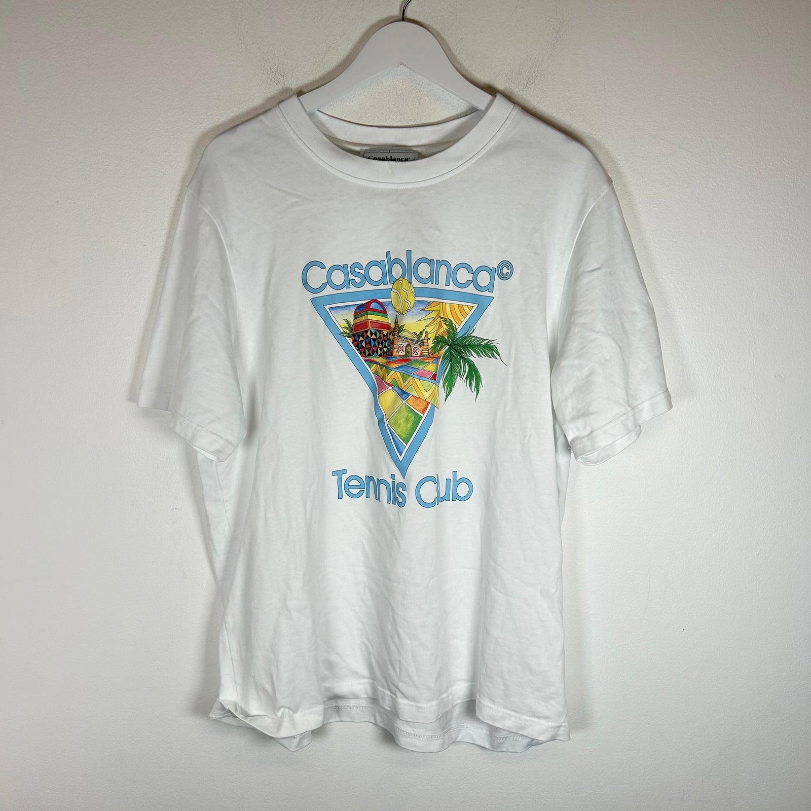 Casablanca White Tennis Club Logo T-Shirt Size XL