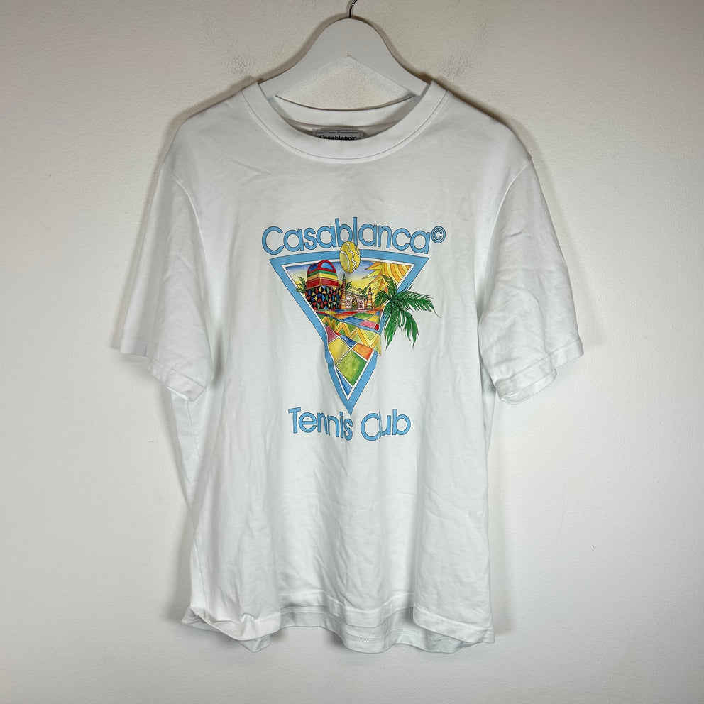 Casablanca White Tennis Club Logo T-Shirt Size XL