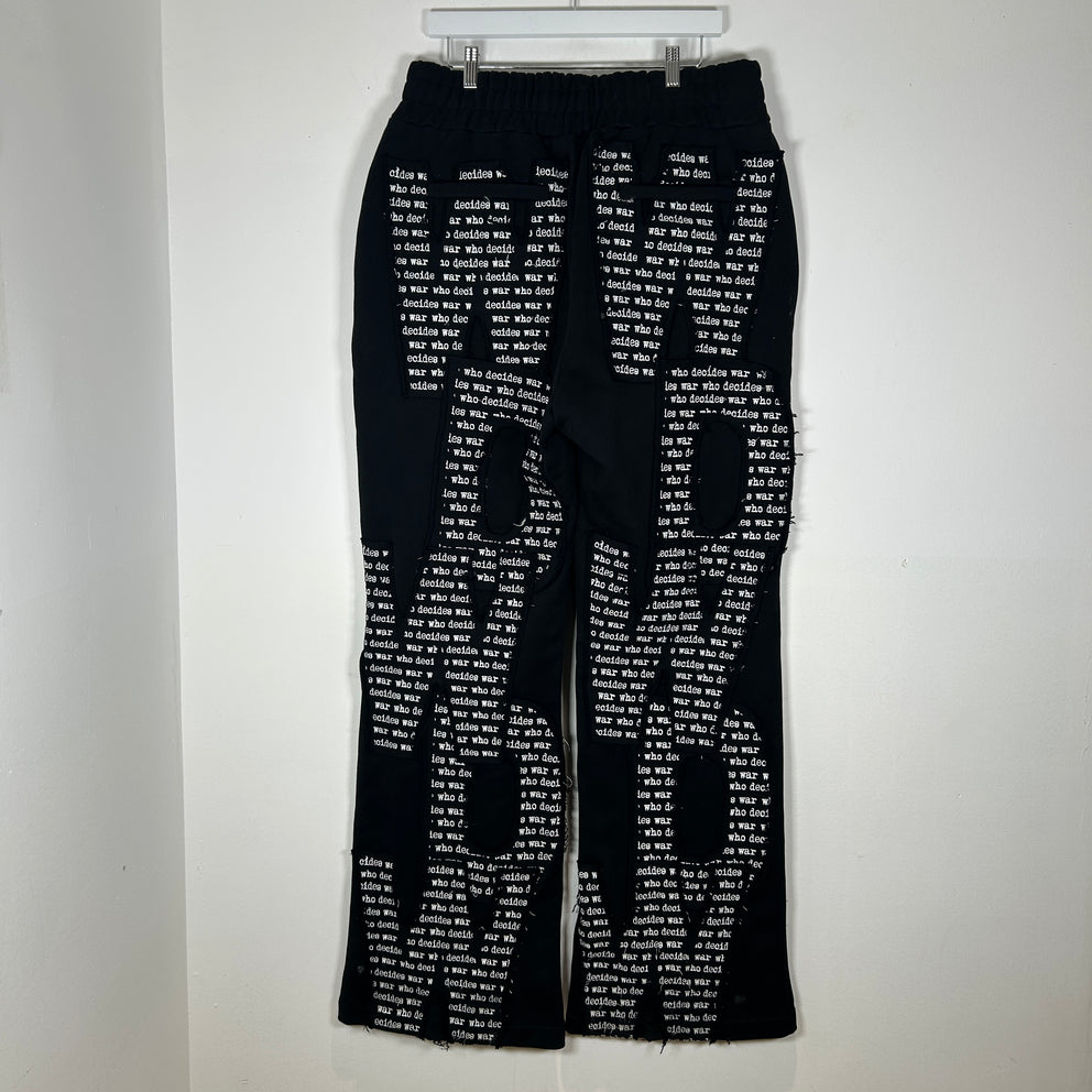 Who Decides War Poem Sweat Pants Size 36