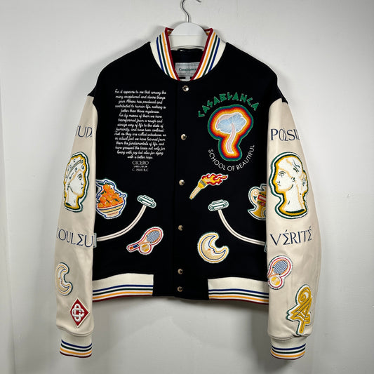 Casablanca 2024 Black 'Chenille' Embroidered Patch Varsity Jacket Size XL