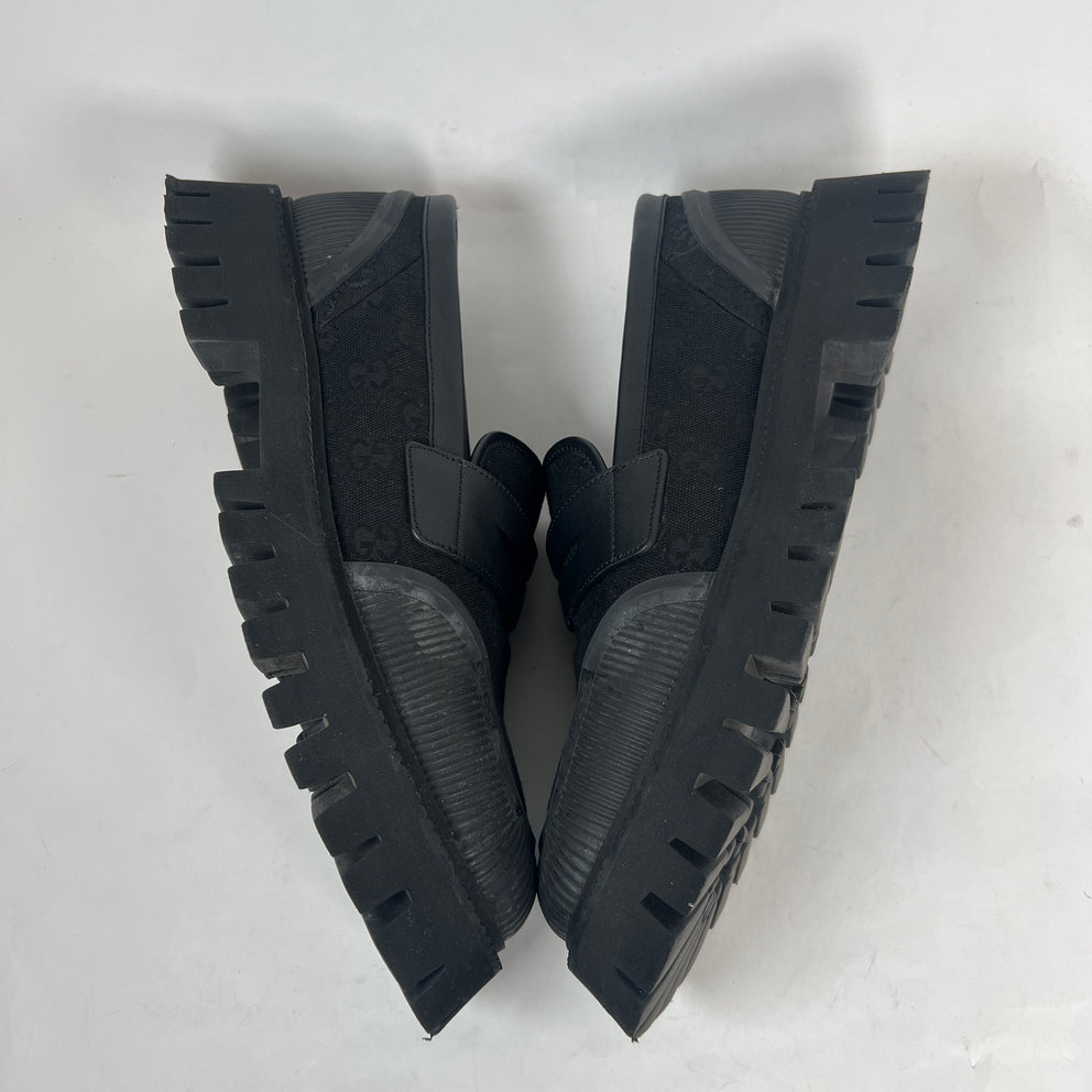Gucci Black Maxi GG Jumbo Supreme Loafer Size GG 10.5
