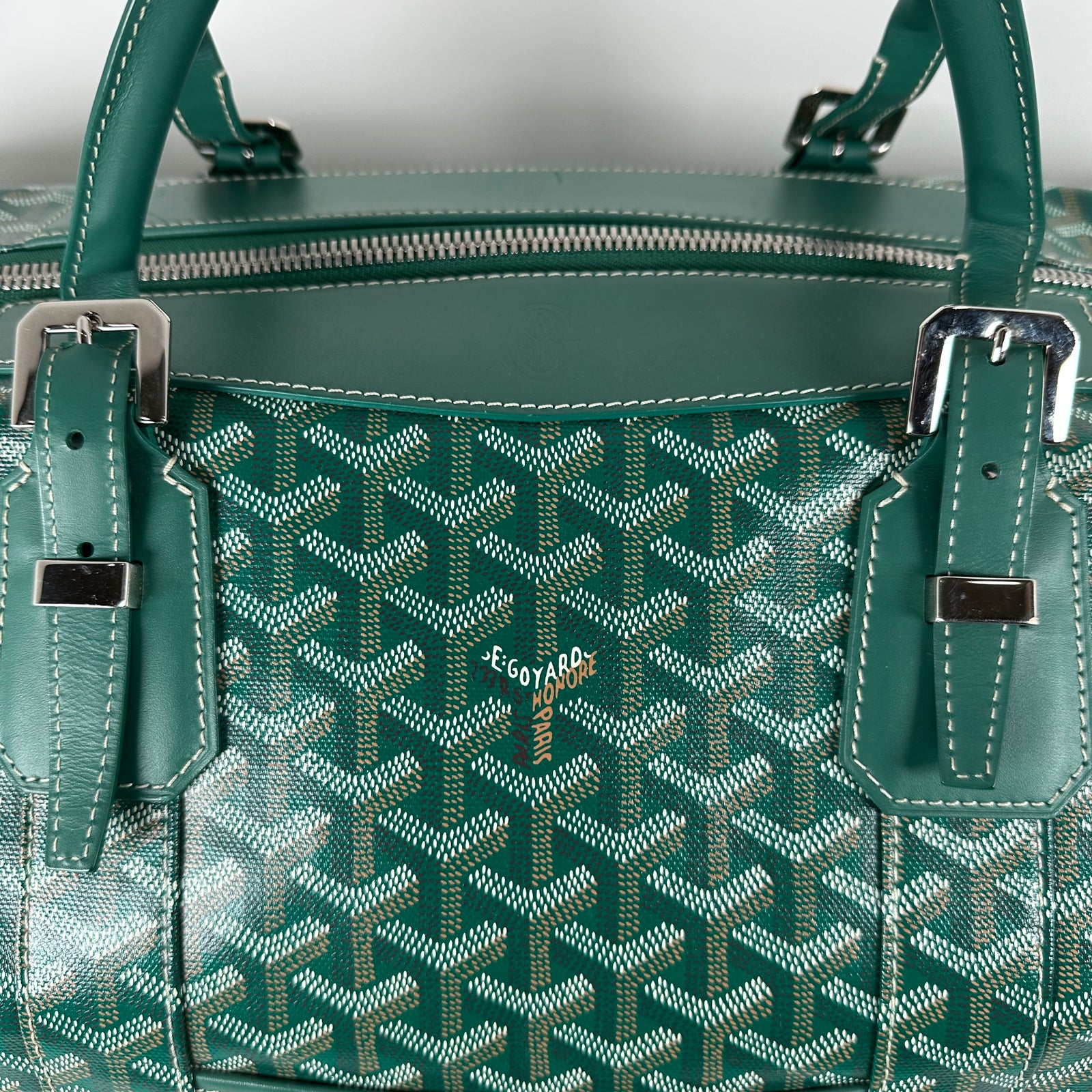 Goyard Goyardine Green Boeing 55 Travel Duffle Bag