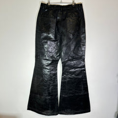 Rick Owens Waxed Crackled-Effect Bolan Bootcut Jeans