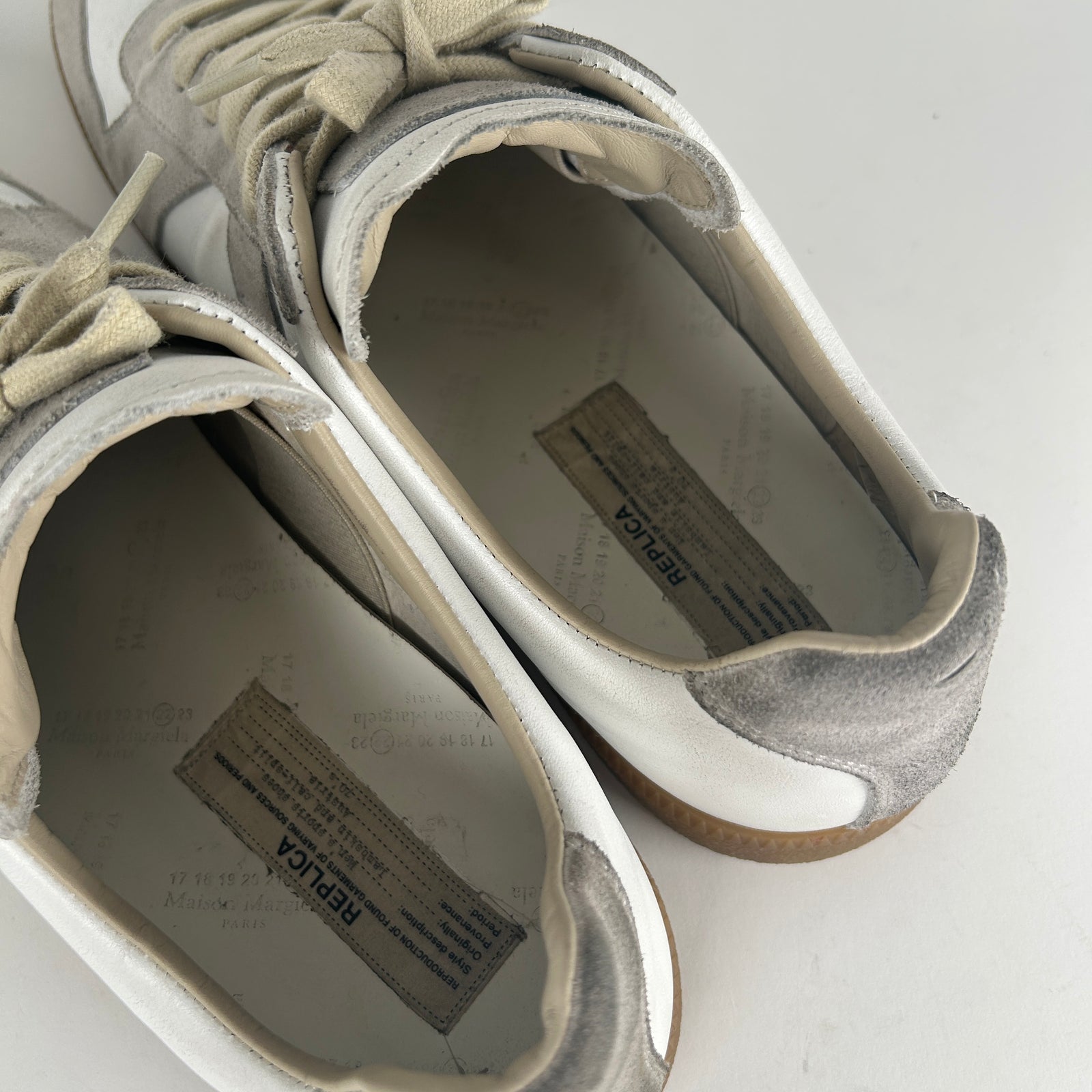 Maison Margiela White/Gray GAT Low-Top Sneaker Size 46