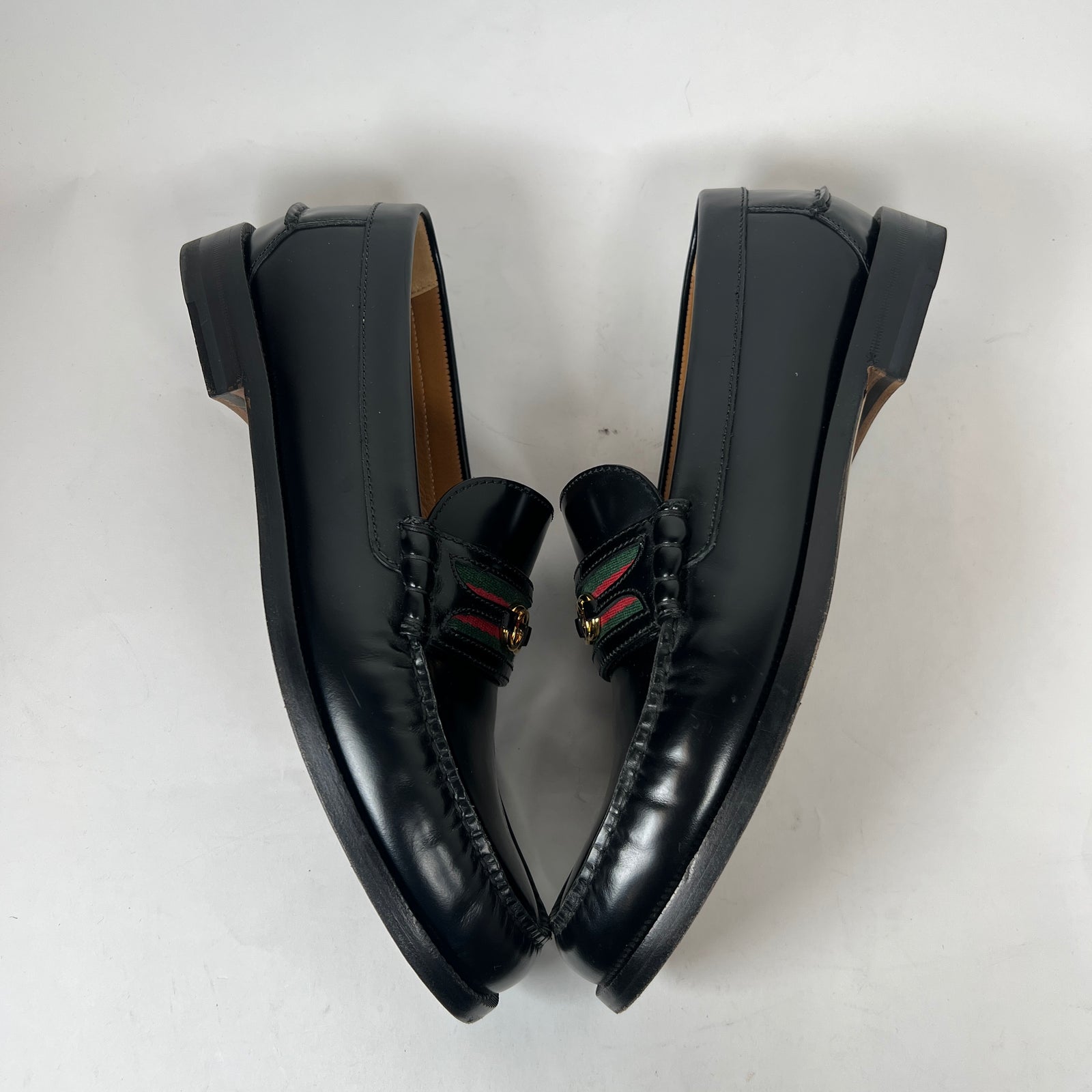 Gucci Black Interlocking G Web Kaveh Loafer Size GG 10