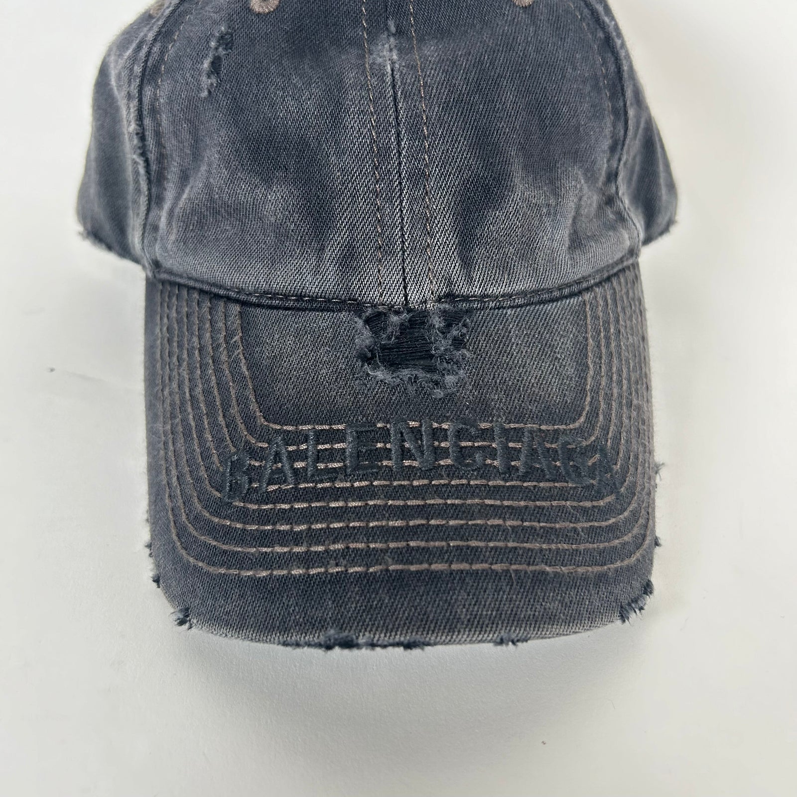 Balenciaga Black Logo Distressed Cap