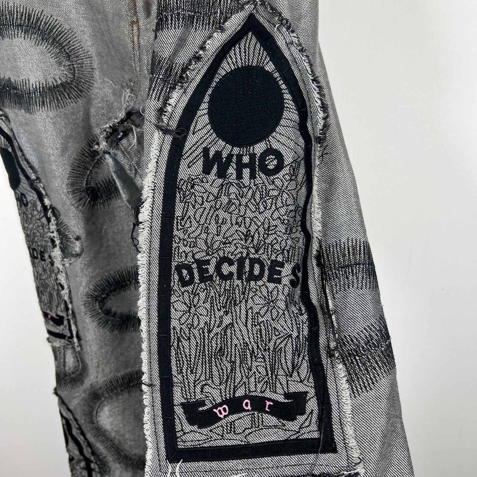 Who Decides War Silver/Black Denim Size 38