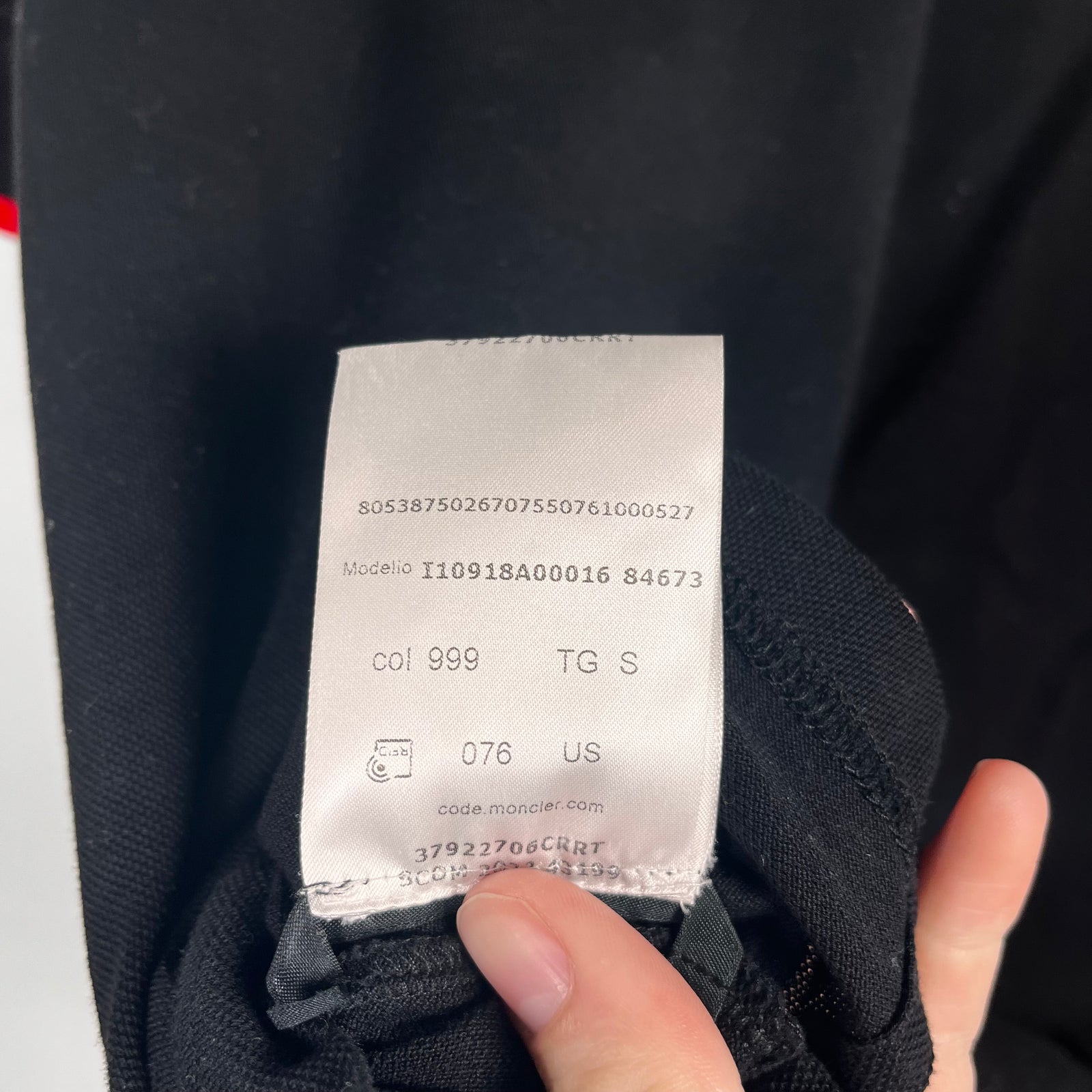 Moncler Black/Red SS Polo Size S