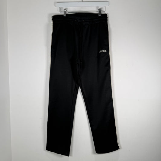 Celine Black Striped Logo Sweatpants Size M
