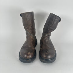 Rick Owens Spiral Cut Brown Leather Boots Size 41