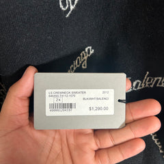 Balenciaga Black Wool Script Logo Sweater Size XXL