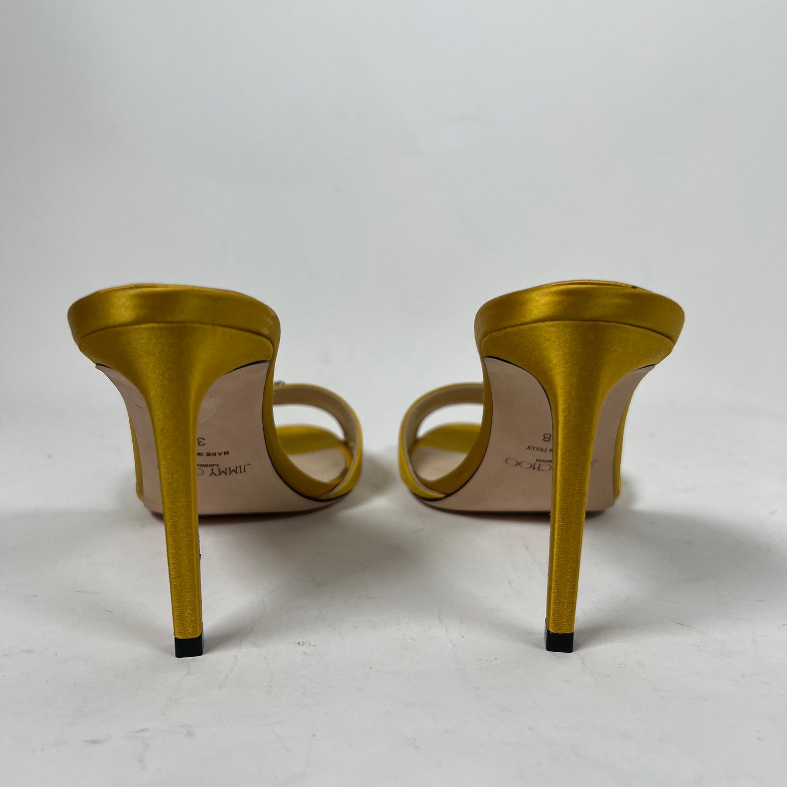 Jimmy Choo Yellow Stacey Crystal Embellished Sandals Size 38