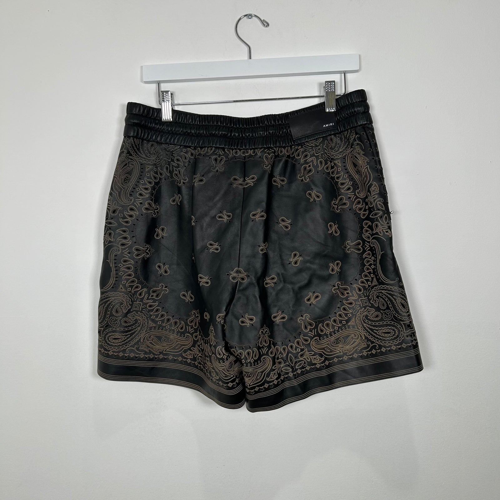 Amiri Laser Cut Western Leather Shorts Size M