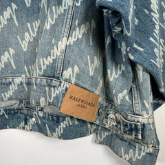 Balenciaga All Over Script Jean Jacket Size XL