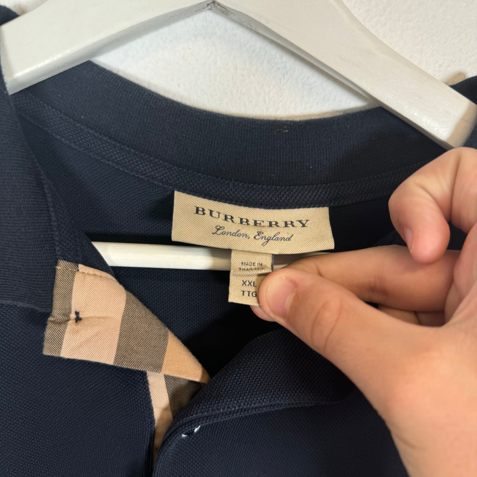Burberry Navy Longsleeve Polo Shirt Size XXL