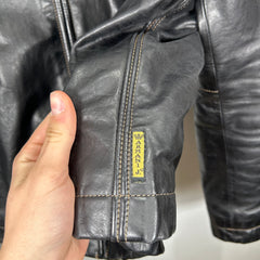 Armani 3-Pocket Black Leather Jacket Size 48