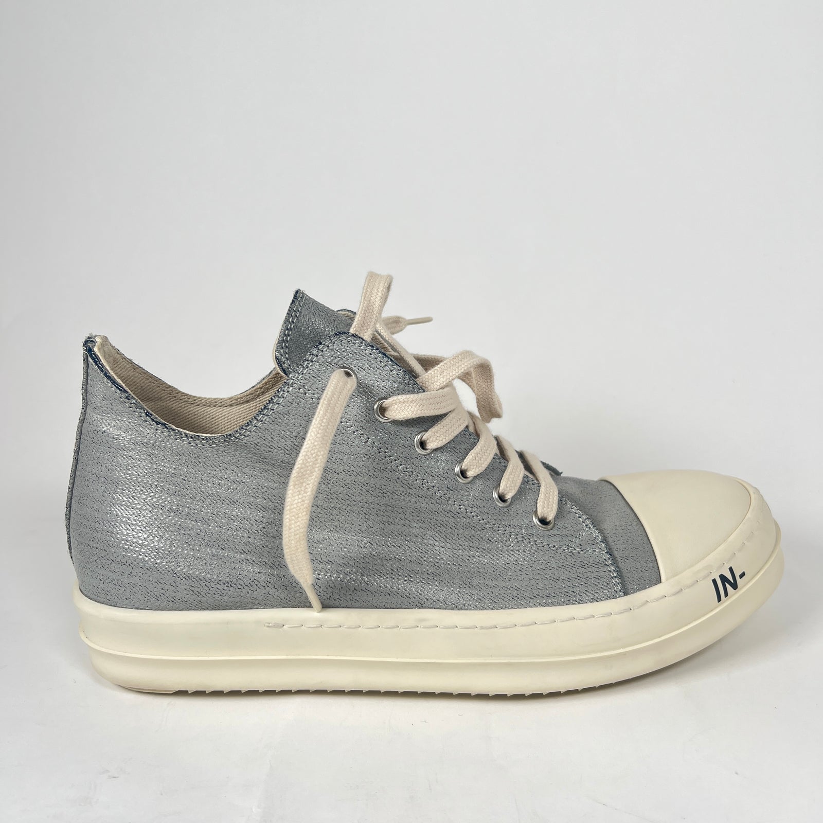 Rick Owens Waxed Silver Sub-Human Low-Top Ramones Size 42