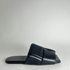 Bottega Veneta Black Nappa Leather Intreccio Sandals Size 43