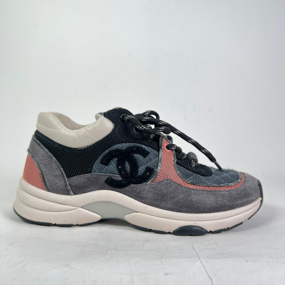 Chanel Grey/Pink Interlocking CC Runners