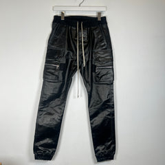 Rick Owens EDFU SS/23 Black Waxed Mastodon Cargo Joggers Size 28