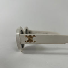 Celine White Triomphe Oval Sunglasses
