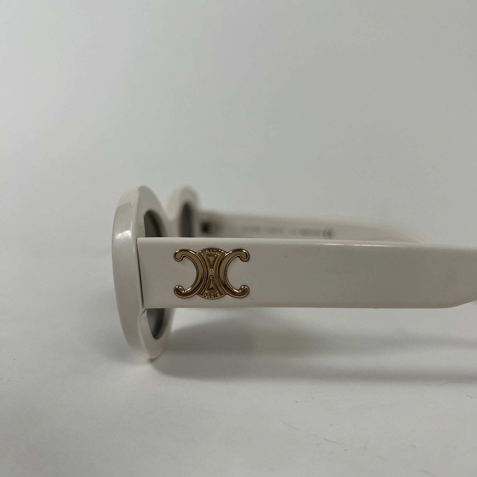 Celine White Triomphe Oval Sunglasses