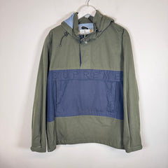Supreme Olive/Blue Taped Seam Pullover Size L