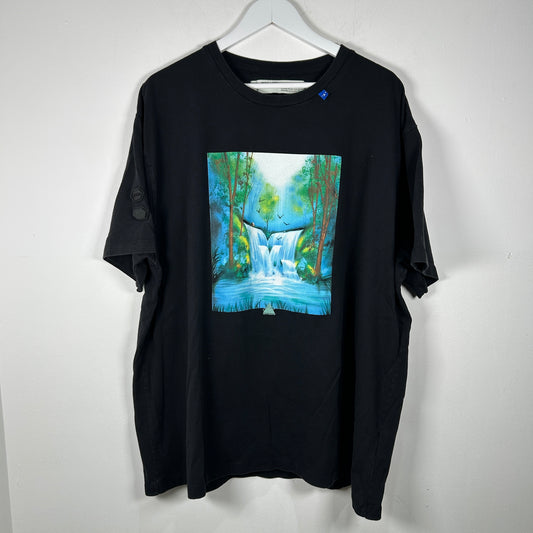 Off-White Water Fall Graphic T-Shirt Size M