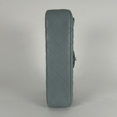 Chanel Light Baby Blue Quilted Caviar Medium Double Flap