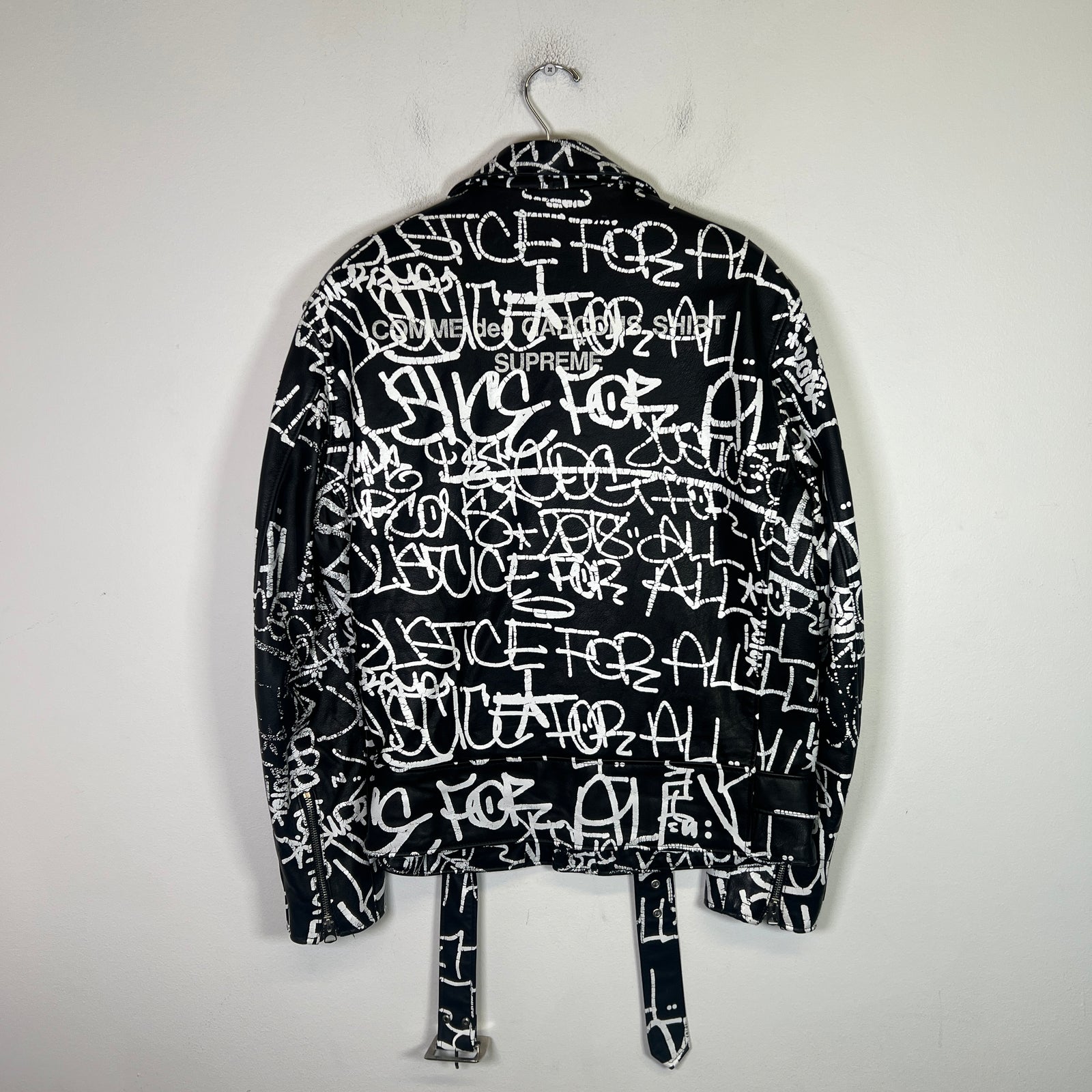 Supreme x Comme Des Garcons SHIRT x Schott Painted Perfecto Leather Biker Jacket Size L
