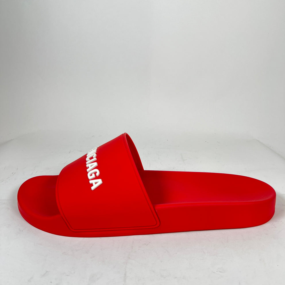 Balenciaga Red Rubber Pool Slide Size 46