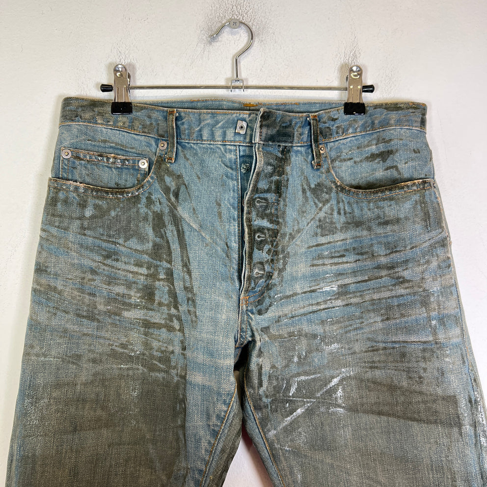 Dior Homme SS04 Bleu Claire Waxed Denim Jeans