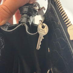 Saint Laurent Black Crocodile Embossed Large Tote Bag