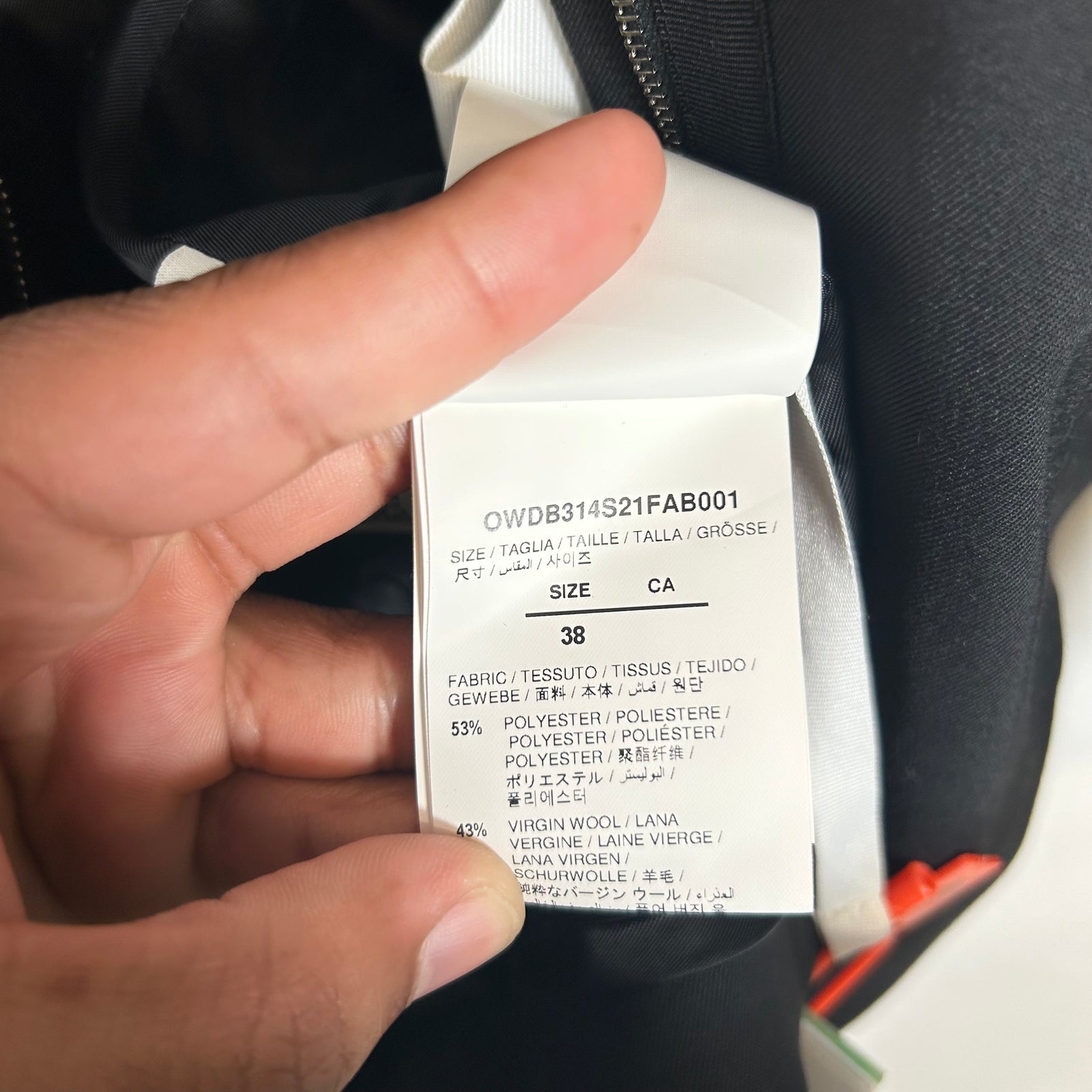 Off-White Black Open Back Twill Blazer Size 38