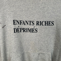 Enfant Riches Deprimes Grey Distressed Logo Hoodie Size XL