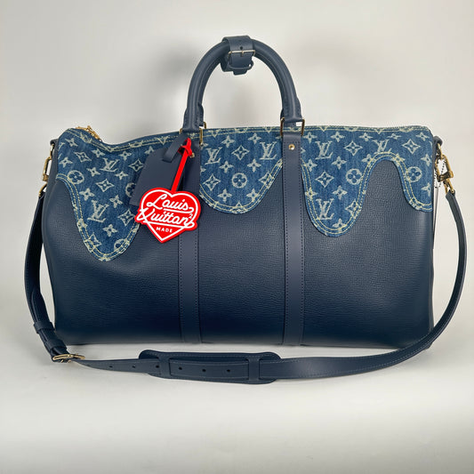 Louis Vuitton x Nigo 2022 Monogram Denim Drip Keepall Bandouliere 50