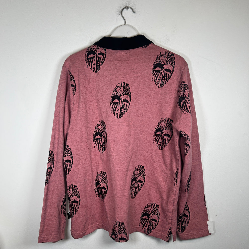 Stussy Pink Mask Longsleeve Polo Size M
