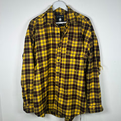 Mastermind Yellow Skull Distressed Flannel Size XL