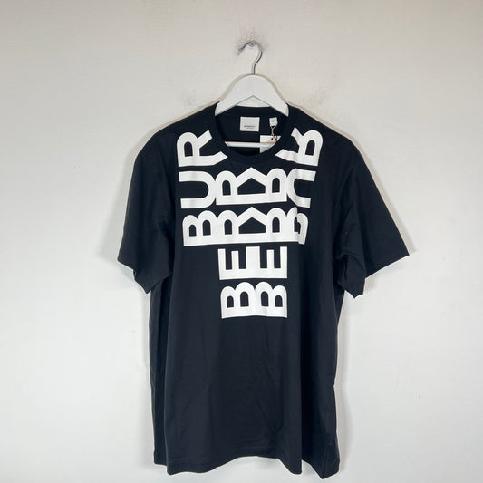 Burberry Black Vertical Logo T-Shirt Size L