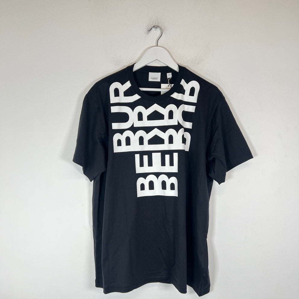 Burberry Black Vertical Logo T-Shirt Size L