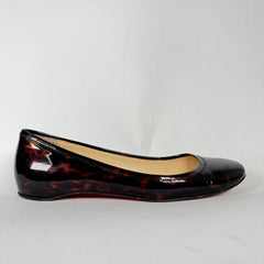 Christian Louboutin Tortoise Patent Square Toe Ballet Flats Size 38