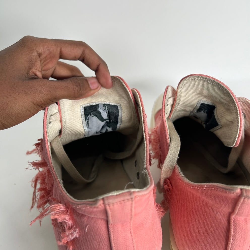 Rick Owens DrkShdw Pink Distressed Low-Top Ramones Size 12